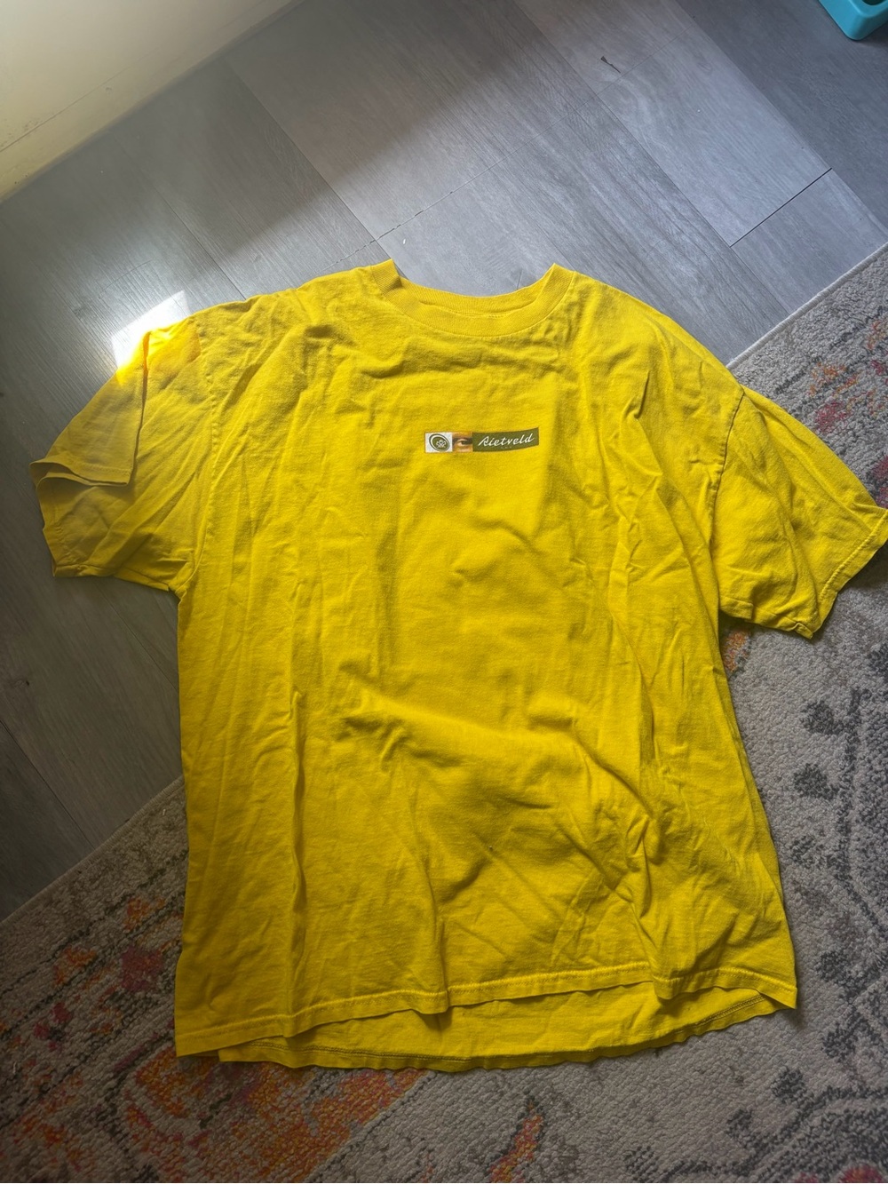 Men's Yellow Graphic Short Sleeve Tee with Small Chest Logo